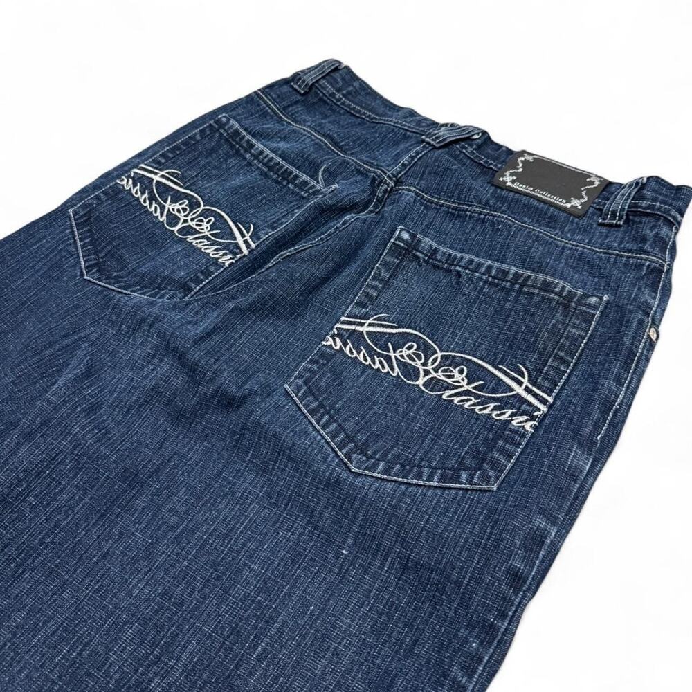 Southpole Tribal Embroidered Denim Jorts Baggy Skater Shorts Size 36